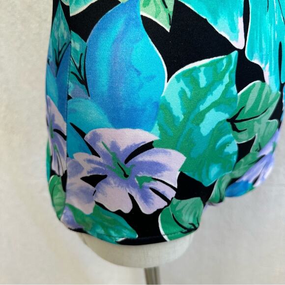 Maxine of Hollywood vintage 60s tropical flora one piece pin-up swimsuit size 12 - Picture 14 of 16